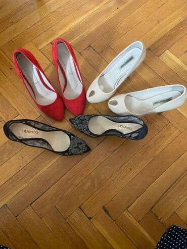 Qadın ayaqqabıları dəsti - 3 cüt klassik dikdaban: qırmızı süet