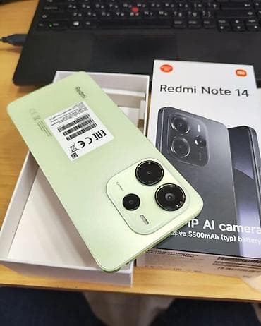 Xiaomi Redmi Note 14 – yaşıl rəng Əsas xüsusiyyətlər: - 108 MP AI