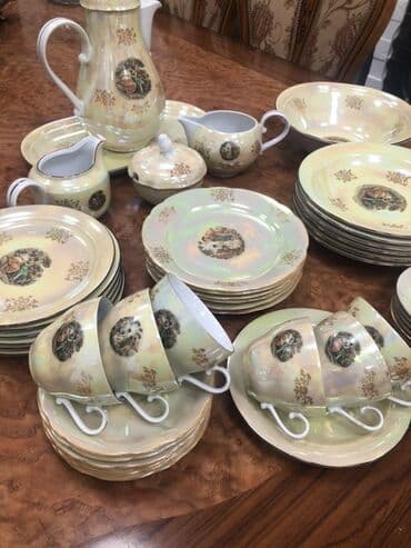 çay servisi: Çay dəsti, rəng - Qızılı, Farfor — 1