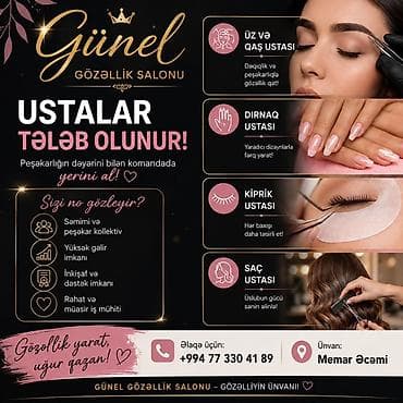 iş gence: Dırnaq ustası tələb olunur, Yerin icarəsi, 1-2 illik təcrübə — 1