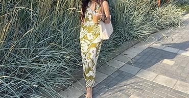 don modelleri: Zaraketan,arxa (bele kimi) dekolte don S size Tropik naxışlı yay — 1