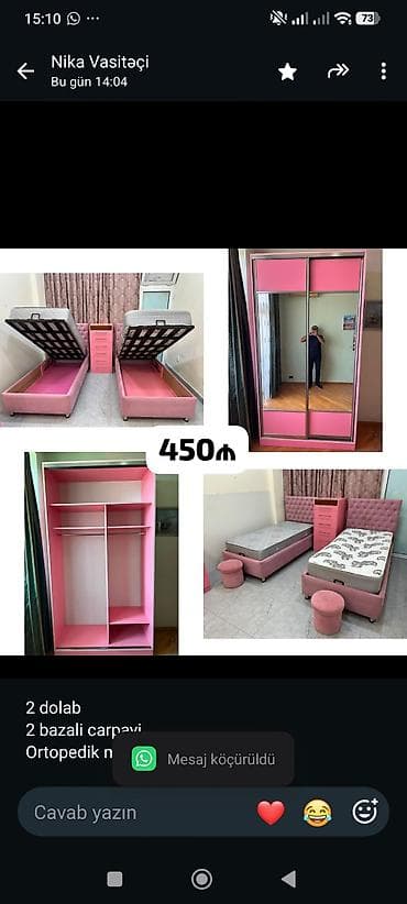 pufiki: 2 dolab 2 bazali carpayi Ortopedik matras 2 bufik Hamsi birlikdə 450 — 1