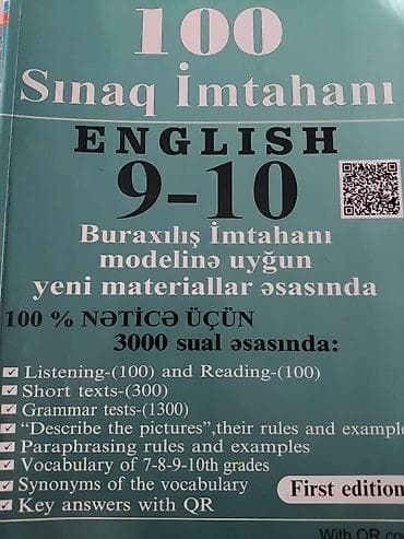 Məhsul: “100 Sınaq İmtahanı – ENGLISH 9-10” hazırlıq vəsaiti Təsvir at lalafo.az Məhsul: “100 Sınaq İmtahanı – ENGLISH 9-10” hazırlıq vəsaiti Təsvir