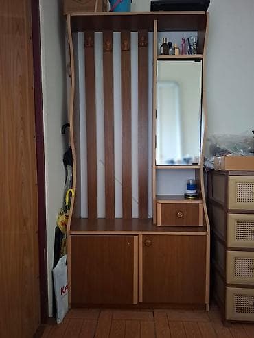 dolab kombi: 2 qapılı, Güzgülü, Qəhvəyi, Digər material, Açılan, Düz dolab — 1