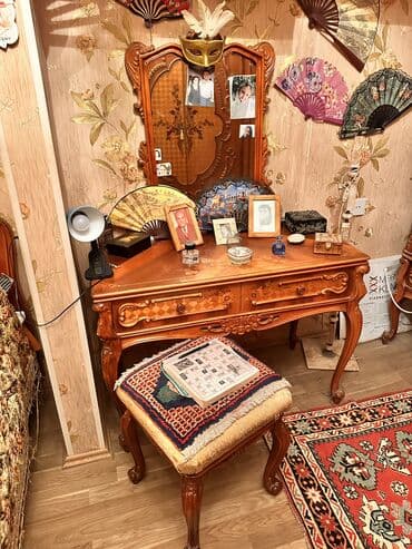 румынская мебель д 10: Двуспальная кровать, Комод, Трюмо, Тумба, Румыния, Б/у — 3