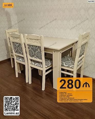 balkon stul: Masa dəsti - Tərkib: Masa + 6 ədəd stul - Ölçülər: 90 × 160 sm - — 1