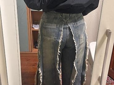 cins şalvar modelleri 2022: Unikal dizaynlı cins şalvar: - Model: geniş kəsimli, yüksək bel - — 1