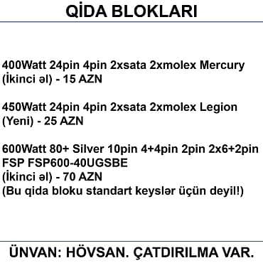 mana blok: Qida Blokları 📍Ünvan: Bakı şəh, Suraxanı ray, Hövsan qəs. YOXLAMAĞA — 2