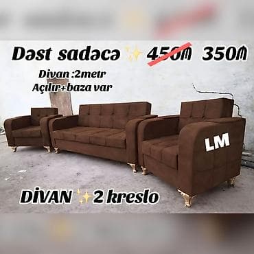 Divan + 2 kreslo Endirim fürsəti💣 Qiymət : 350₼ Yeni və sifarişlə