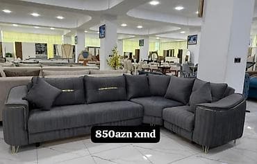 dəsti: Künc divan dəsti - Rəng: tünd boz - L-formalı dizayn, geniş oturacaq — 1