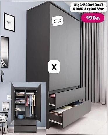 3 qapılı dolab, müasir və yığcam dizaynda təqdim olunur. Model həm