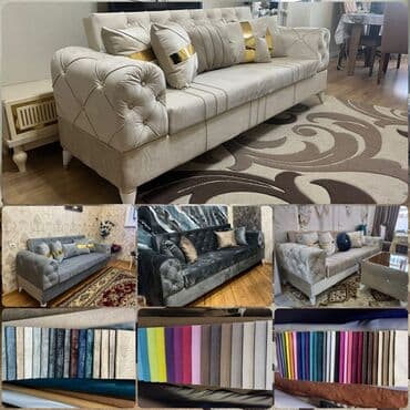 Sifarişlə masa və oturacaq dəstləri: Divan, Qonaq otağı üçün, Parça, Bazalı, Açılan — 1