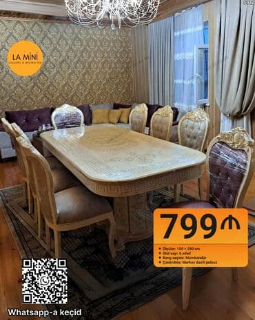 Qonaq otağı üçün, Açılmayan, Oval masa, 6 stul