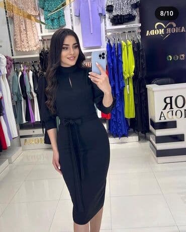 Zərif qara don - Dizayn: Klassik, bədənə oturan siluet, midi uzunluq