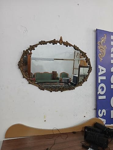 ev guzguləri: Güzgü Divar üçün, Oval, Dekorativ, Çərçivə ilə — 1