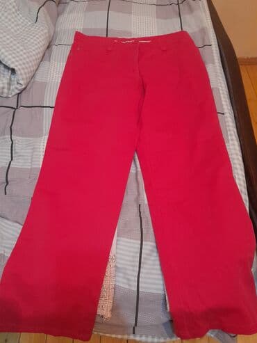 женские леггинсы на флисе: Qırmızı rəngdə qadın şalvarı. Geniş kəsimli balaqları rahatlıq təmin — 1