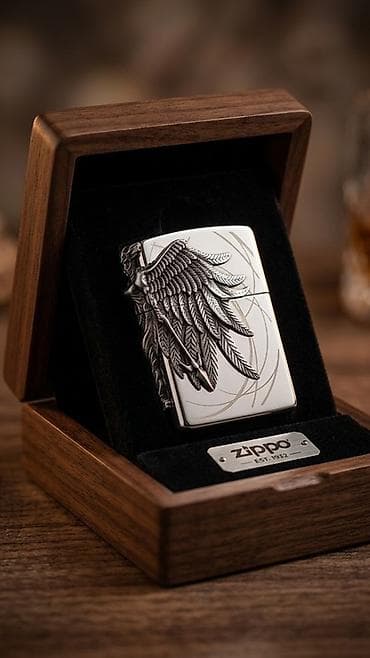 çaşka qəlyan: Zippo benzinli çaxmaq – “Angel Wing” rellef dizayn - Brend: Zippo — 3