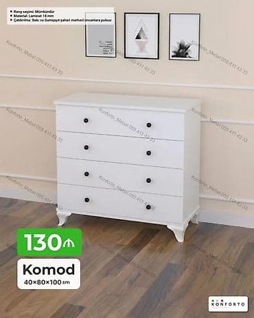 Ağ rəngli komod Ölçü: 40 × 80 × 100 sm Material: 18 mm laminat lalafo.az -da Ağ rəngli komod Ölçü: 40 × 80 × 100 sm Material: 18 mm laminat