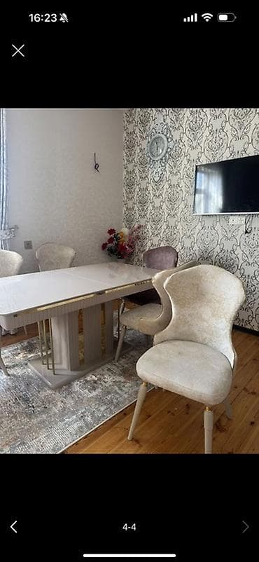 ucuz skaf: Qonaq otağı mebel dəsti - Yumşaq krem rəngli 3 oturacaqlı geniş — 4