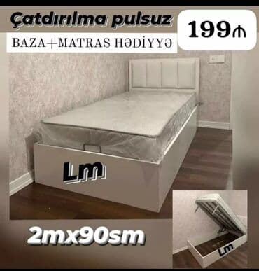 Çarpayılar: Yeni, Təknəfərlik çarpayı, Bazalı, Matras ilə, Siyirməsiz, Azərbaycan — 1