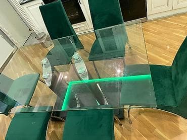 stullar ev ucun: Mətbəx üçün, Dördbucaq masa, 6 stul — 8