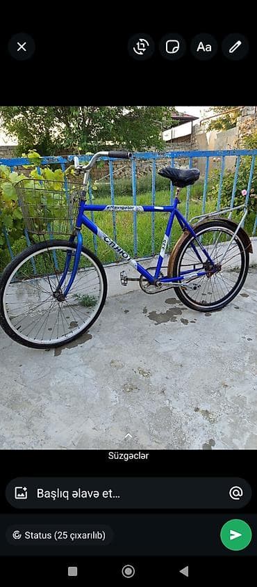 26.salyut velosiped satılır. Maştağa 128 məktəbin yanı. təkərinin biri