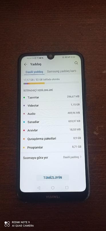 xiaomi redmi note 10 lite: Huawei Y6, 32 GB, rəng - Qara, Barmaq izi — 8