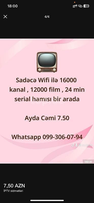 video karta: IPTV xidmətləri – kabelsiz və aparatsız, sadəcə Wi‑Fi ilə. • 16 000+ — 1