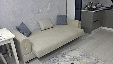 stulla: Qonaq otağı üçün çevrilə bilən divan - Rəng: açıq bej - Material — 2