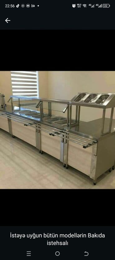 hazır vitrin: Paslanmayan metaldan hazırlanmış, üstü şüşə ilə örtülmüş, yeməklərin — 7