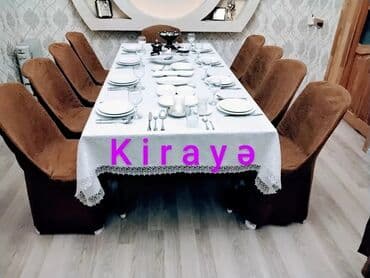 ləpə çəkən maşın: Kirayə qab-qacaq. Stol stul icarəsi,qablar,ağ servis qablar. Ad — 6