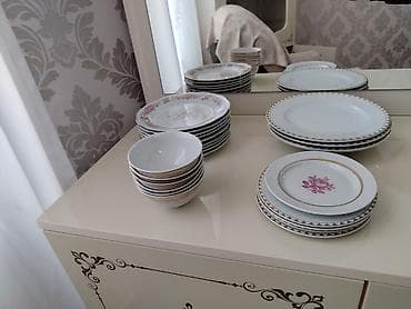 Nahar dəsti, rəng - Qızılı, Farfor, 25 nəfərlik, Almaniya