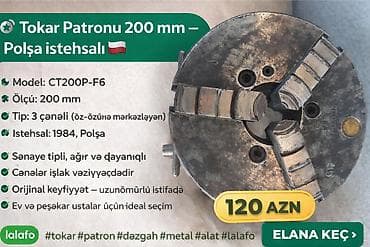 tok guclendirici: Tokar dəzgahı patronu 200mm
СТ200П-Ф6 
Polşa istehsalı 1984 — 5