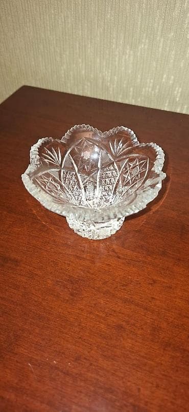 balta: Büllur qab (şirniyyat/sous qabı) - Material: qalın, şəffaf büllur - — 2