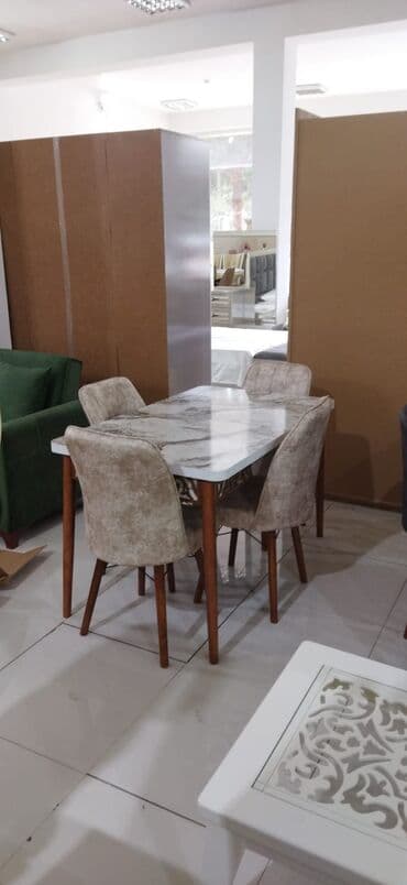 ucuz yazı masası: Qonaq otağı üçün, Yeni, Açılan, Dördbucaq masa, 4 stul — 1