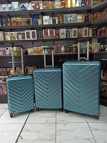 çamta: Sərt gövdəli səyahət çamadan dəsti - Rəng: mavi-yaşıl (türkuaz ton) - — 1