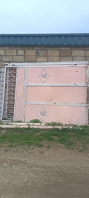 Dəmir Həyət darvazası, Yana açılan, Mexaniki, Şəbəkə ilə, rəng - Çəhrayı