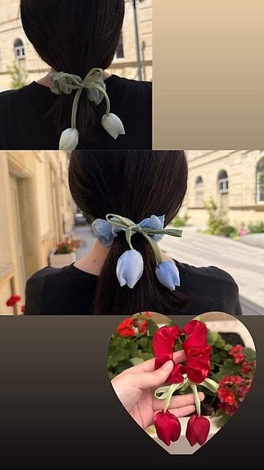 baş: Tulpan formalı saç aksesuarı – elastik rezin scrunchie - Dizayn — 6