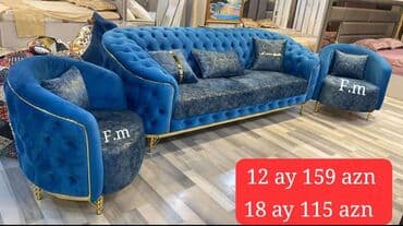 işdənmiş divan: Yeni, Divan, 2 kreslo, Bazasız, Açılmayan — 1