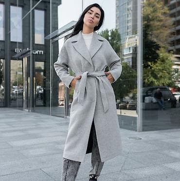 paltolar: Qadınlar üçün oversize boz rəngdə palto - Kəsim: klassik düz siluet — 2