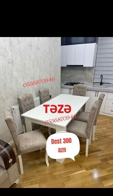 Ravon: Qonaq otağı üçün, Yeni, Açılmayan, Dördbucaq masa, 6 stul — 8