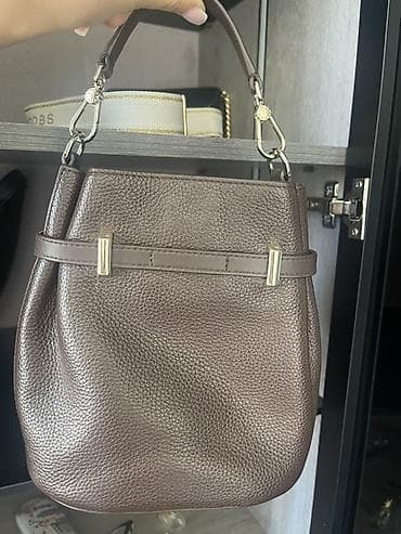 gucci sumka: Furla qadın çantası – şokolad reng, bucket/səbət tipli model. Hakiki — 3