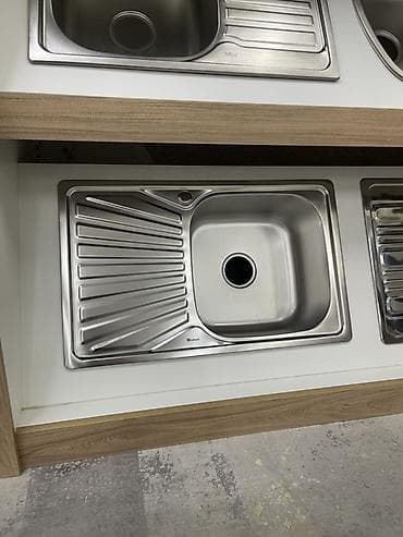 dus kabinler: Kvadrat Mətbəx çanağı, Paslanmaz polad — 3