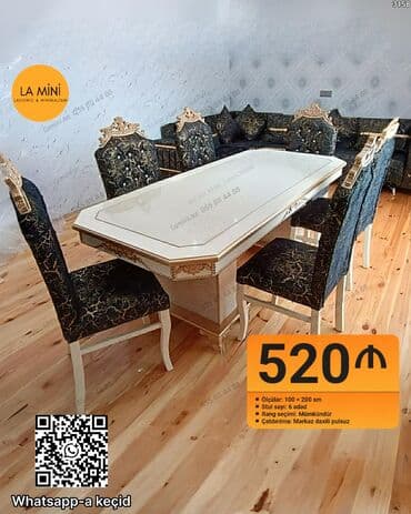 Qonaq otağı üçün, Açılmayan, Dördbucaq masa, 6 stul