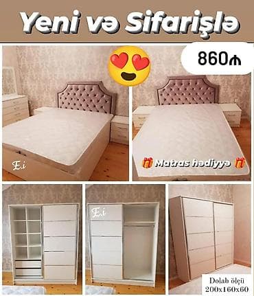 mebellerin yigilmasi: Yataq dəsti – “Yeni və Sifarişlə” Qiymət: 860 ₼ Hədiyyə: Matras — 1