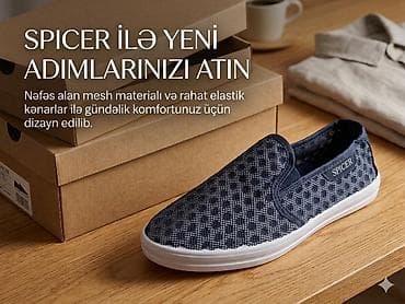 Мужская обувь: SPICER gündəlik slip-on ayaqqabı - Yüngül və nəfəs alan mesh üst — 1