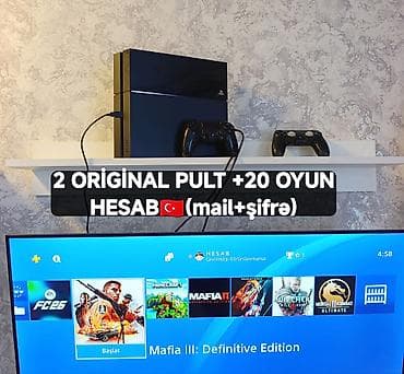 PS4 500gb əla vəziyətdə, zavod plombu üzərində, 2 original pult +20