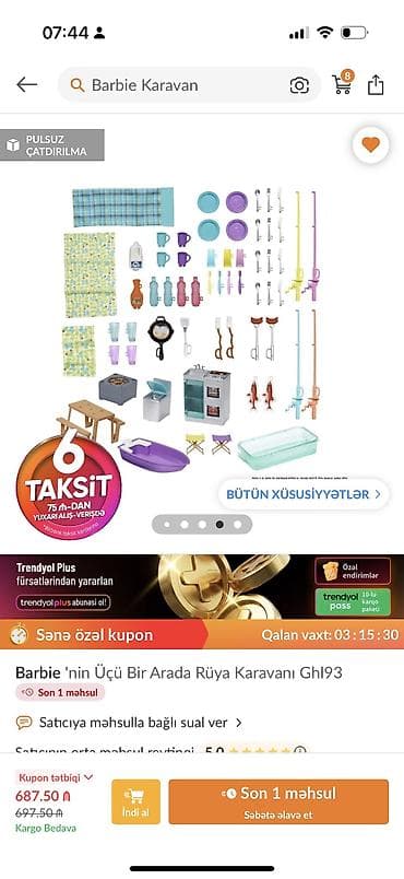 oyun sekilleri: Orgınal barbıe karavan,540manata alınıb,tezedır — 7