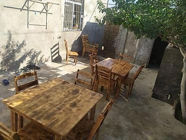 Bağ evləri, restoran (kafe pub ) üçün taxta masa ve oturacaq — 2