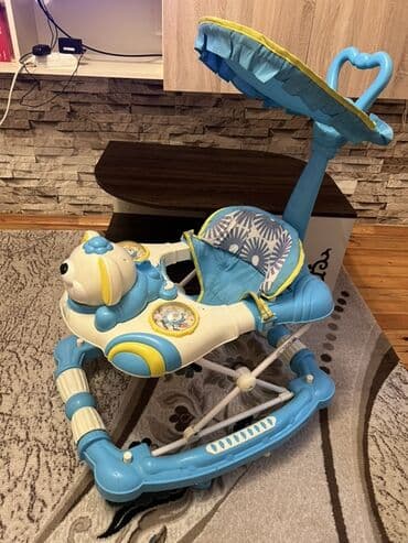 uwaq kalyaskasi type 1: Uşaq yeriməsi – mavi/ağ rəngdə, çoxfunksiyalı model - Musiqili panel — 1